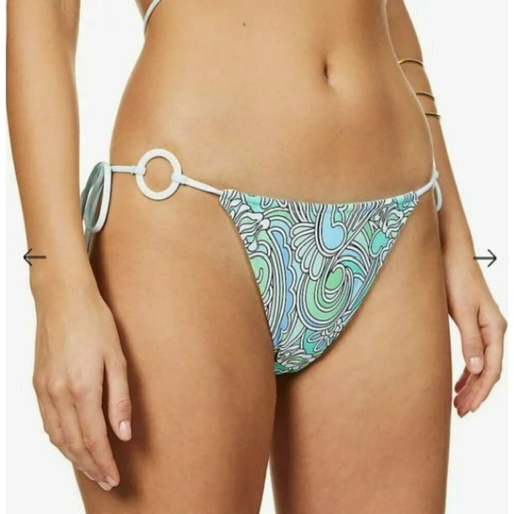 Revolve VDM Marley Reversible Ocean Swirl Blue Gingham‎ Bikini Bottom XSmall